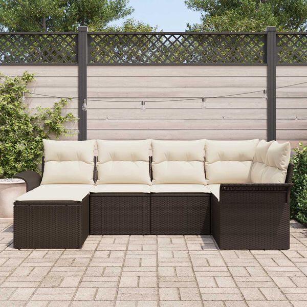 vidaXL Ensemble de canap&eacute; de jardin 6 pcs Marron Poly rotin