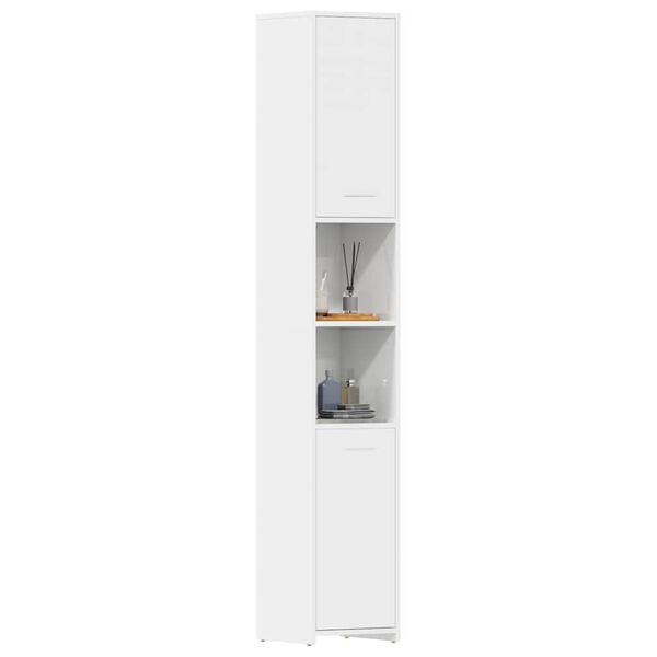 vidaXL Armoire de salle de bain Blanc brillant Bois d'ing&eacute;nierie