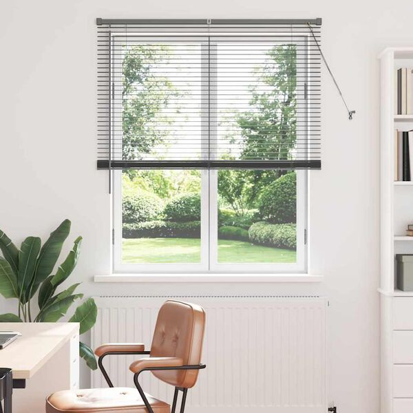 vidaXL Store de Fen&ecirc;tre avec des rideaux Gris fonc&eacute; Aluminium