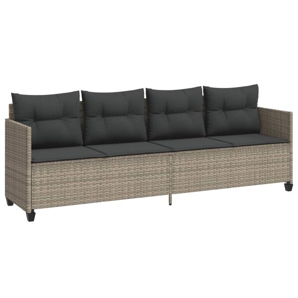 vidaXL Chaise longue avec coussins gris clair r&eacute;sine tress&eacute;e