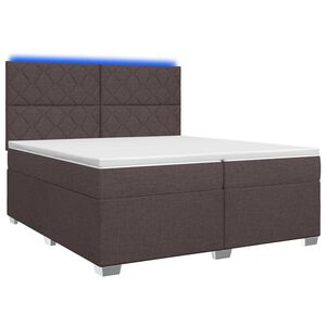 vidaXL Lit boxspring avec matelas Marron fonc&eacute; 200 x 200 cm Tissu