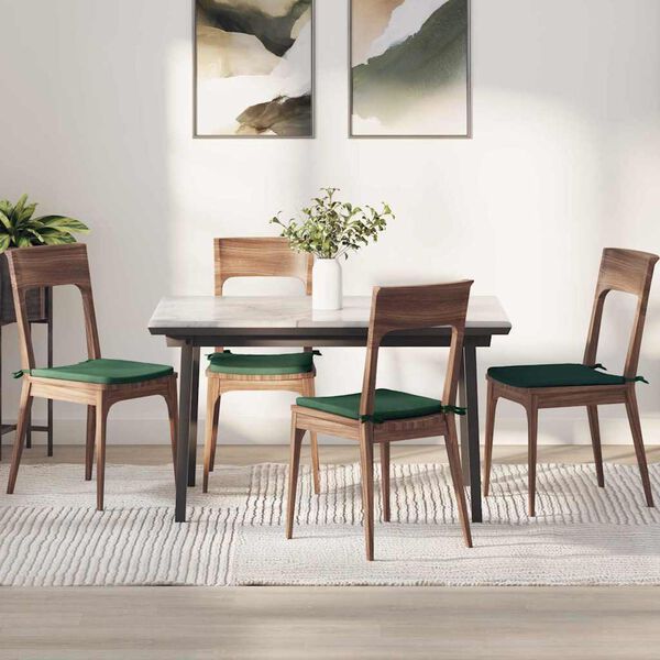 vidaXL Coussins de si&egrave;ge 4 pcs Vert fonc&eacute; 40 x 40 x 3 cm