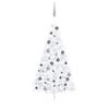 vidaXL Demi-arbre de No&euml;l artificiel pr&eacute;-&eacute;clair&eacute; et boules blanc 150cm