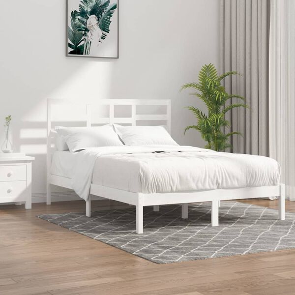 vidaXL Cadre de lit sans matelas blanc bois massif 160x200 cm