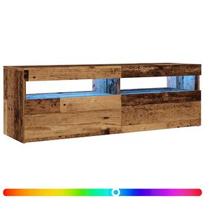 vidaXL Meuble TV avec lumi&egrave;res LED vieux bois bois d'ing&eacute;nierie