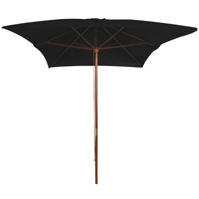 vidaXL Parasol de jardin avec mât en bois noir 200x300 cm