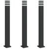 vidaXL Lampadaires d'ext&eacute;rieur 3 pcs noir 110 cm aluminium