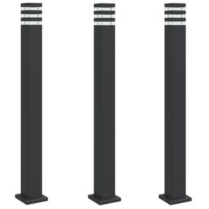vidaXL Lampadaires d'ext&eacute;rieur 3 pcs noir 110 cm aluminium