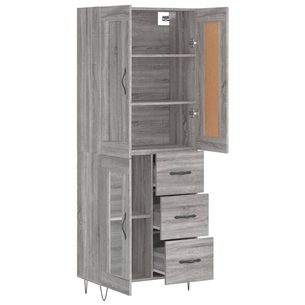 vidaXL Buffet haut Sonoma gris 69,5x34x180 cm Bois d'ing&eacute;nierie