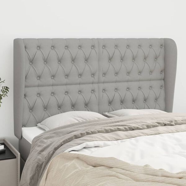 vidaXL T&ecirc;te de lit avec oreilles Gris clair 147x23x118/128 cm Tissu