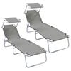 vidaXL Transat 2 pc Polyester Gris
