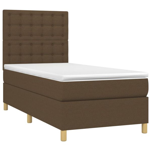 vidaXL Sommier &agrave; lattes de lit avec matelas Marron fonc&eacute; 80x200 cm