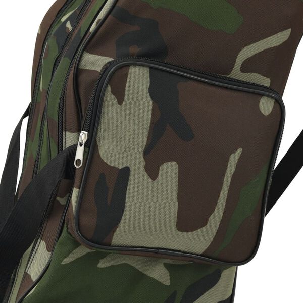 vidaXL Sac de canne &agrave; p&ecirc;che vert camouflage 160 cm tissu oxford