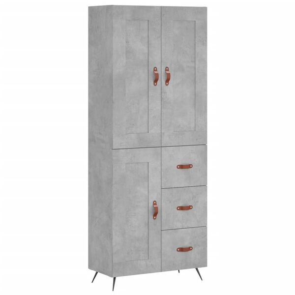 vidaXL Buffet haut Gris b&eacute;ton 69,5x34x180 cm Bois d'ing&eacute;nierie