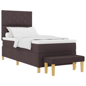 vidaXL Lit &agrave; ressorts avec coussin Marron fonc&eacute; 200 x 100 cm tissu