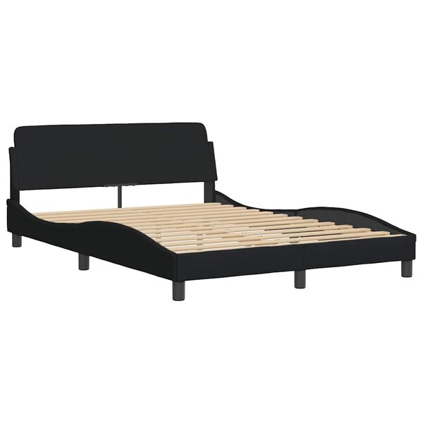 vidaXL Cadre de lit Dover noir 140x200 cm tissu