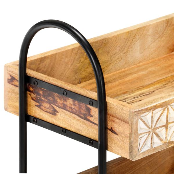 vidaXL Chariot de cuisine &agrave; 3 niveaux 46x30x76 cm Bois de manguier
