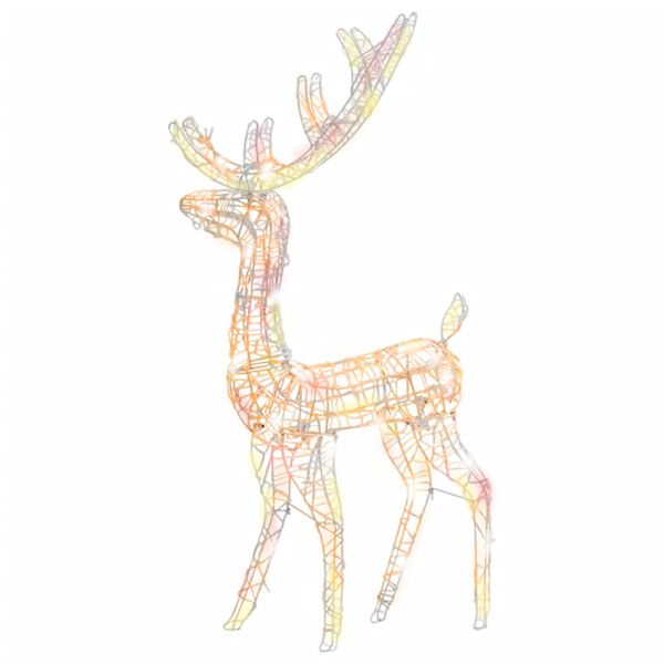 vidaXL Renne de d&eacute;coration de No&euml;l Acrylique 140 LED color&eacute;es 120 cm