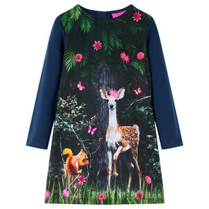 Robe pour enfants &agrave; manches longues bleu marine 128
