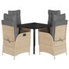 vidaXL Ensemble &agrave; manger de jardin avec coussins 5pcs Beige poly rotin