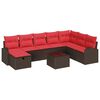 vidaXL Ensemble de Canap&eacute;s 9 pcs Marron et rouge polyrotin