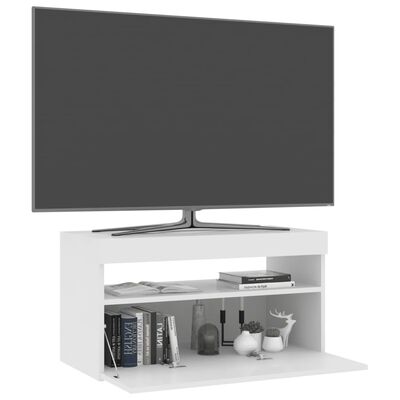 vidaXL Meuble TV avec lumières LED Blanc 75x35x40 cm