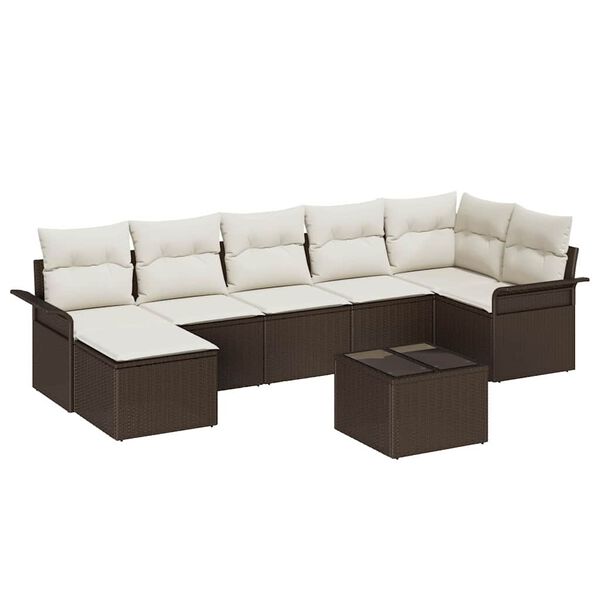 vidaXL Ensemble de canap&eacute; de jardin 8 pcs Marron Poly rotin