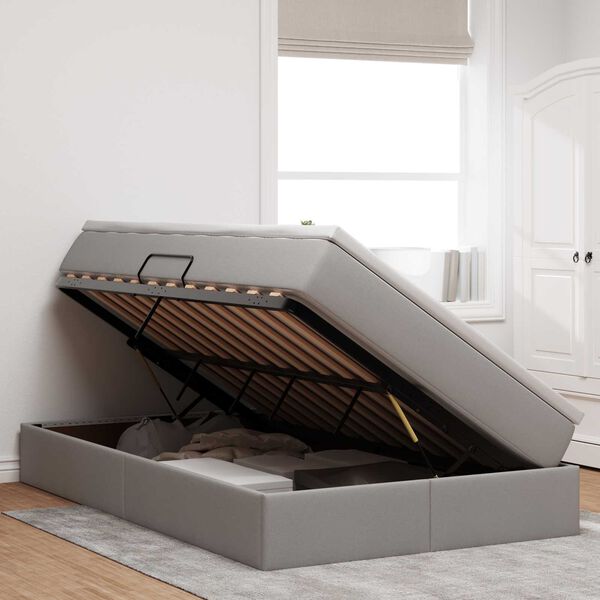 vidaXL Lit avec rangement et matelas Taupe 120 x 190 cm Polyester