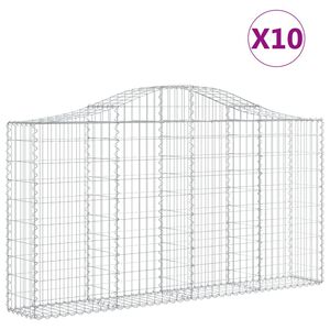 vidaXL Paniers &agrave; gabions arqu&eacute;s 10 pcs 200x30x100/120 cm Fer galvanis&eacute;