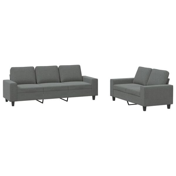 vidaXL Ensemble de canap&eacute;s 2 pcs gris fonc&eacute; tissu