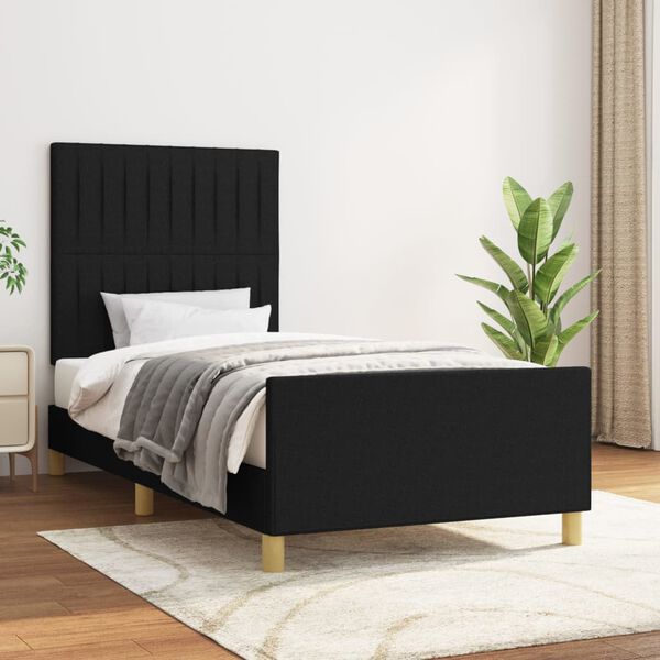 vidaXL Cadre de lit sans matelas noir 90x190 cm tissu