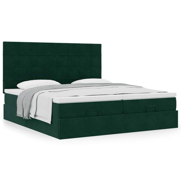 VidaXL Cadre de lit ottoman avec matelas vert foncé 180x200cm velours
