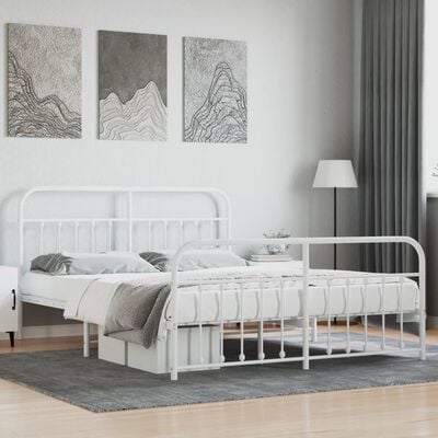 vidaXL Cadre de lit métal sans matelas et pied de lit blanc 183x213 cm