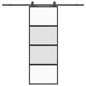 vidaXL Porte coulissante kit quincaillerie noir 76x205 cm verre tremp&eacute;