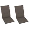 vidaXL Chaises de jardin lot de 2 et coussins taupe Bois teck massif