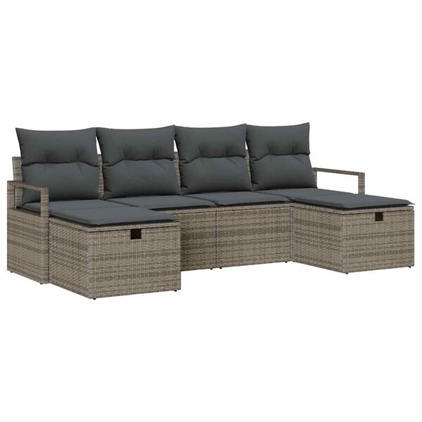 vidaXL Ensemble de Canap&eacute;s avec coussin 6 pcs Gris polyrotin