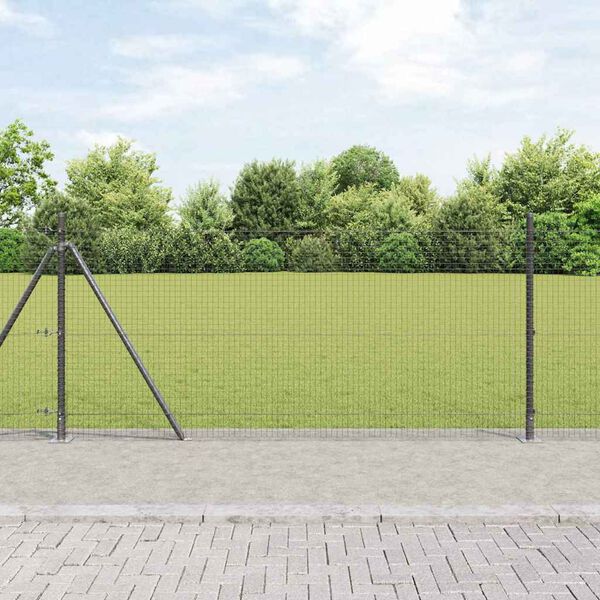 vidaXL Poteau de cl&ocirc;ture. Gris 10 x 0,8 m (25 x 25 mm mailles)