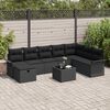 vidaXL Ensemble de canap&eacute; de jardin avec coussin 9 pcs Noir polyrotin