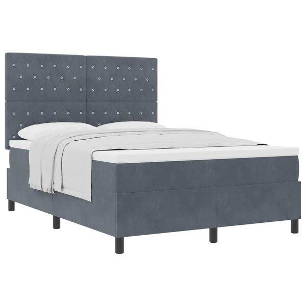 vidaXL Lit &agrave; ressorts avec matelas Gris fonc&eacute; 140 x 190 cm tissu