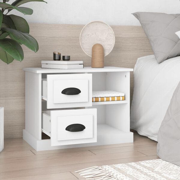 vidaXL Table de chevet blanc 60x35,5x45 cm