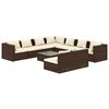 vidaXL Salon de jardin 10 pcs avec coussins marron r&eacute;sine tress&eacute;e