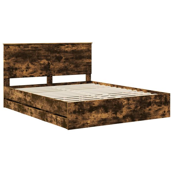 vidaXL Cadre de lit Ch&ecirc;ne fum&eacute; 160 x 200 cm Bois Ing&eacute;nierie