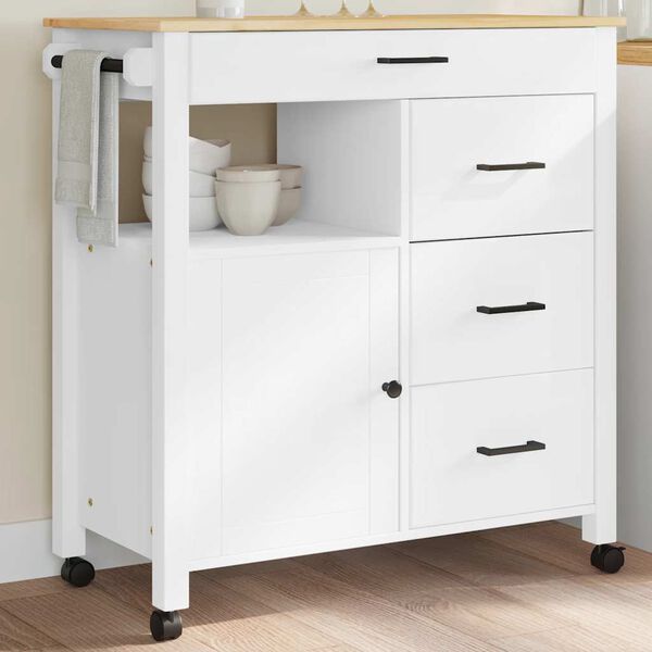 vidaXL Chariot de cuisine MONZA 84x40x88,5 cm bois massif de pin