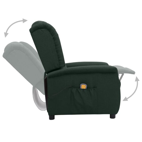 vidaXL Fauteuil de massage Vert fonc&eacute; Tissu