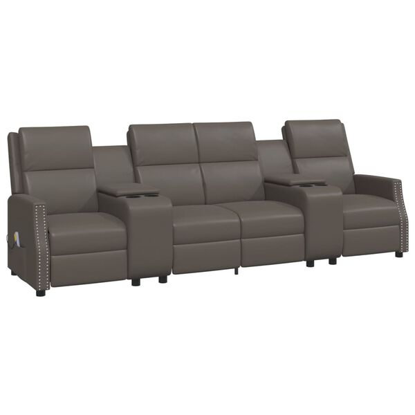 vidaXL Fauteuil de massage inclinable 4 places gris similicuir