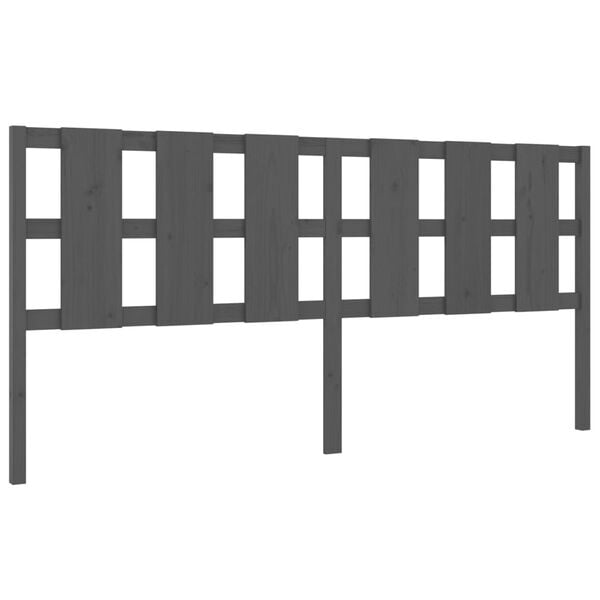 vidaXL T&ecirc;te de lit Gris 205,5x4x100 cm Bois massif de pin