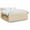vidaXL Sommier &agrave; lattes de lit avec matelas Cr&egrave;me 180x200 cm Tissu