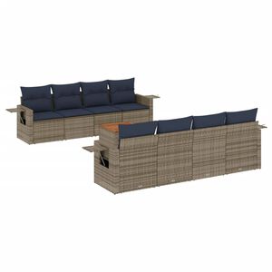 vidaXL Ensemble de canap&eacute; de jardin 9 pcs avec coussins gris r&eacute;sine tress&eacute;e