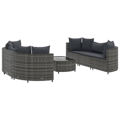 vidaXL Salon de jardin avec coussins 7 pcs gris résine tressée