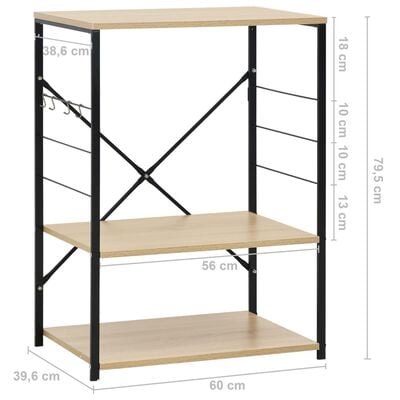 vidaXL Armoire à micro-ondes noir et chêne 60x39,6x79,5 cm